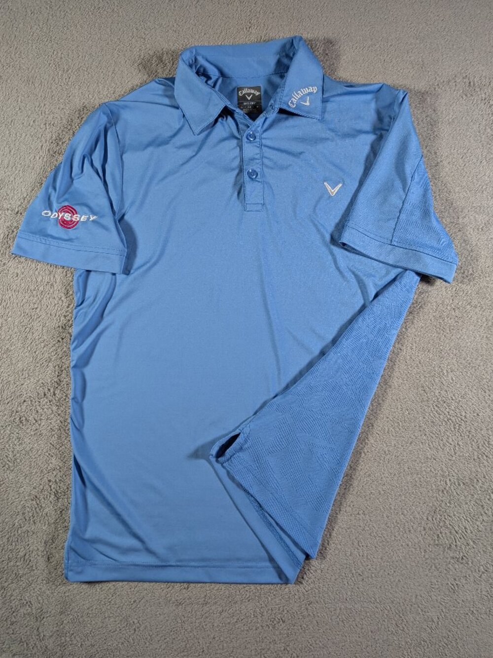 Callaway Opti-Dri Golf Polo Shirt S Light Blue Chevron Odyssey "Tour Staff"